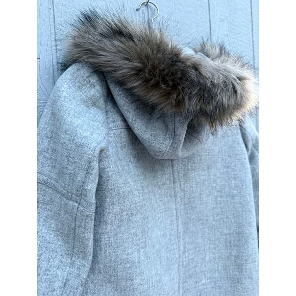 new J CREW light gray wool faux fur hooded Chateau parka winter coat jacket - Picture 9 of 14
